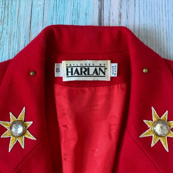 Vintage Harland red gold stars 80s blazer - Picture 6 of 9
